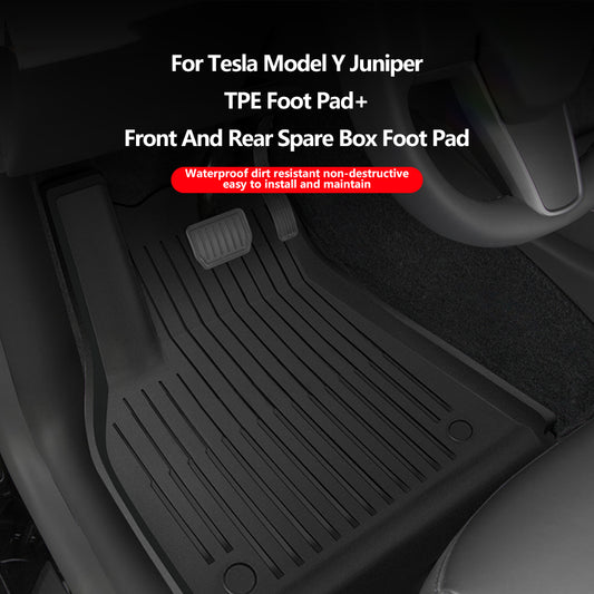 For New Tesla Model Y Launch 2025+ Juniper 2025+ TPE Floor Mats Cargo Liner All Weather Front Rear Trunk Mats Floor Liner Mats