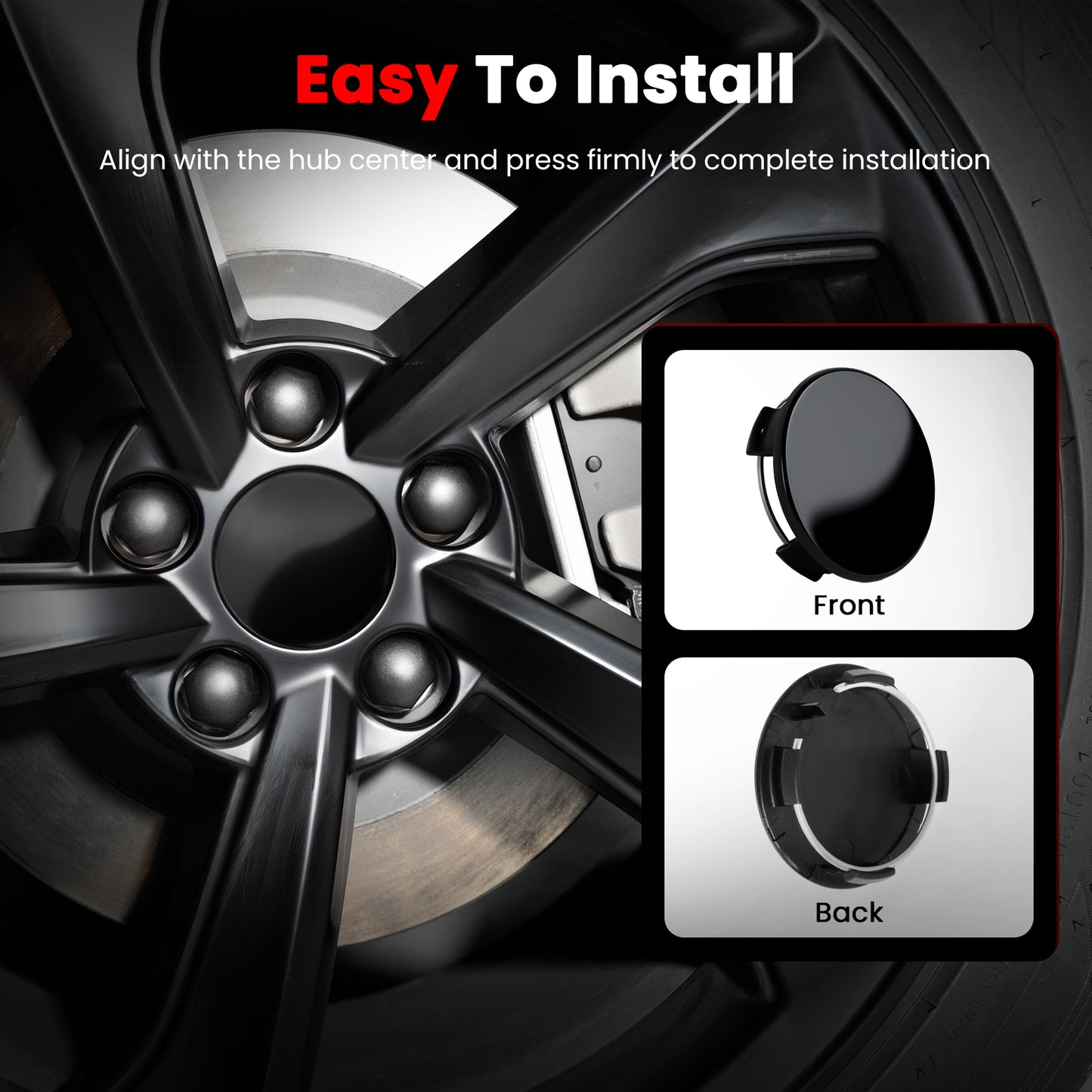 Car Hub Wheel Center Cap and Lug Nut Cap Kit for Tesla Model 3, Model Y
