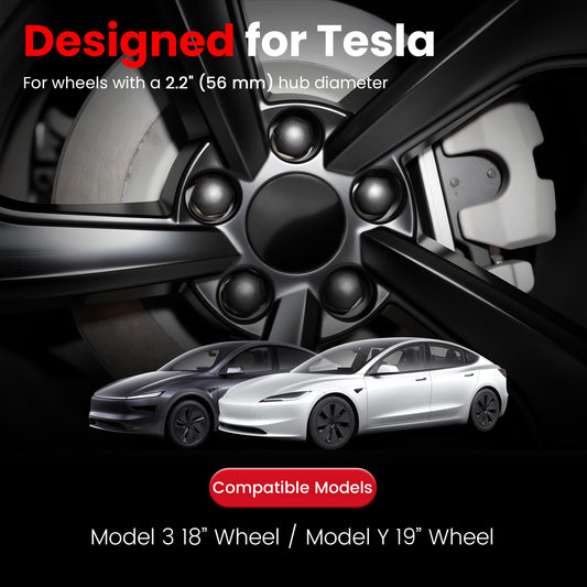 Car Hub Wheel Center Cap and Lug Nut Cap Kit for Tesla Model 3, Model Y