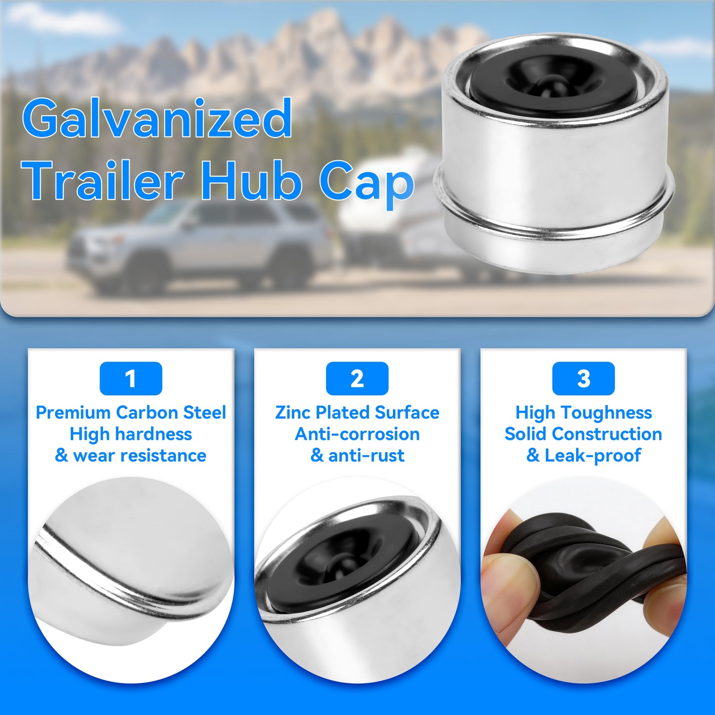4 Sets 1.98” Trailer Axle Hub Bearing Kit for 3500 lb Trailer Axle, L68149 L44649 Trailer Dust Cap with 171255TB Grease Seals, Cotter Pins, Axle Nuts & Washers fits 1-3/8” to 1-1/16” #84 Spindle
