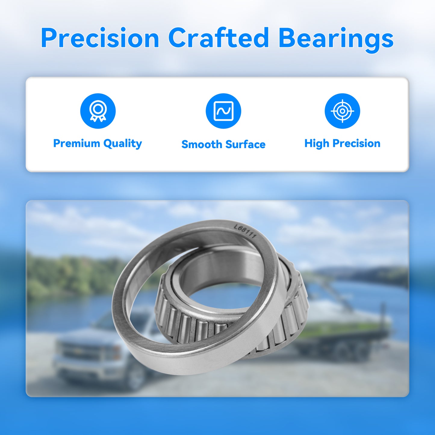 4 Sets 1.98” Trailer Axle Hub Bearing Kit for 3500 lb Trailer Axle, L68149 L44649 Trailer Dust Cap with 171255TB Grease Seals, Cotter Pins, Axle Nuts & Washers fits 1-3/8” to 1-1/16” #84 Spindle